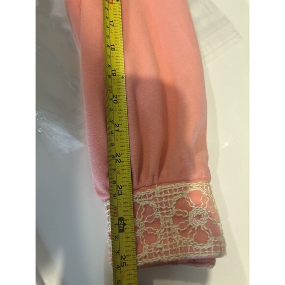 Vtg 60s 70s Prairie Loungewear House Dress M Hostess Coat Robe Bubble Gum Pink - Picture 3 of 16